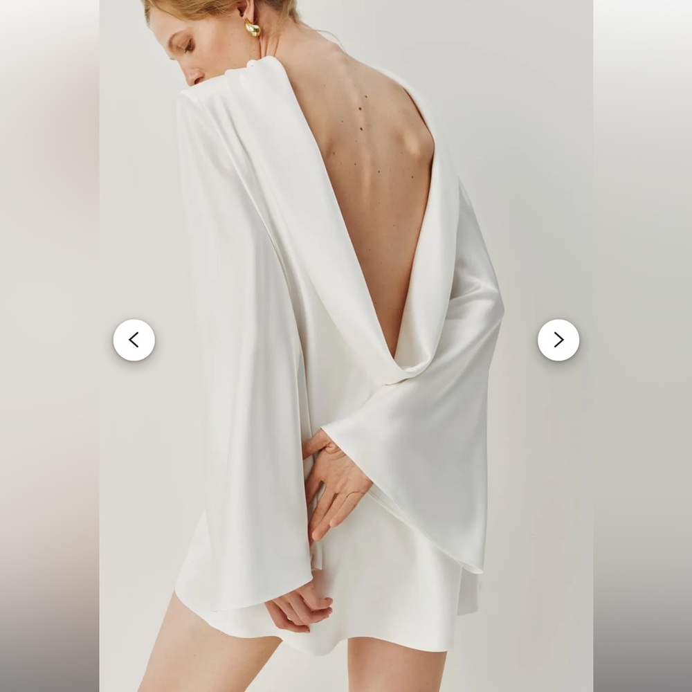 Satin Backless White Mini Dress - never worn